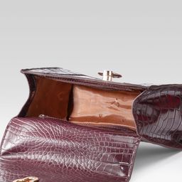 Allen Solly Croc Textured Structured Satchel Bag image 4