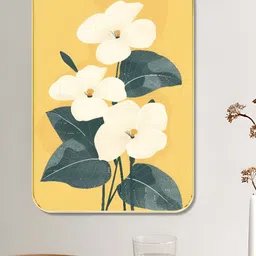 SAF Yellow & White Floral Printed Wooden Wall Art-26