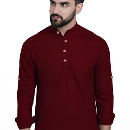 BHUVIKOO Men Maroon Kurtas-image-42