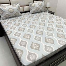 Pure Decor Blue & White Ethnic Motifs 260 TC Queen Bedsheet with 2 Pillow Covers-image-63