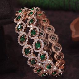 Anouk Set Of 2 Rose Gold-Plated American Diamond Studded Bangles-38