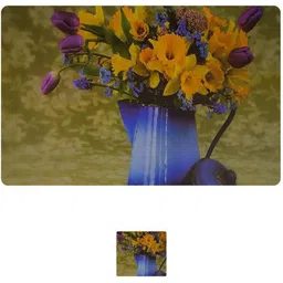 REVEXO 6Pc Green & Blue Printed Rectangle Costers & Table Placemats image 3