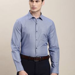 Turtle Spread Collar Long Sleeves Pure Cotton Classic Slim Fit Formal Shirt-image-62