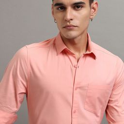 HIGHLANDER Men Cutaway Collar Solid Slim Fit Casual Shirt-picture-36