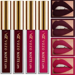 VOZO Set Of 4 Vibrant Matte Liquid Lipstick 4ml Each- 102-103-105-204-80