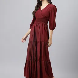 Raiyani Enterprise V-Neck Acrylic Fit & Flare Maxi Dress-picture-0
