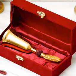 Webelkart Gold-Plated Brown Pooja Bell & Rudraksha With Velvet Box-image-41