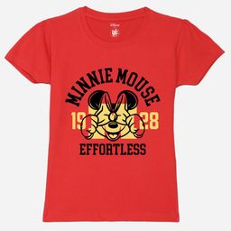 YK Disney Girls Graphic Minnie Mouse Printed Round Neck Pure Cotton T-shirt-image-86