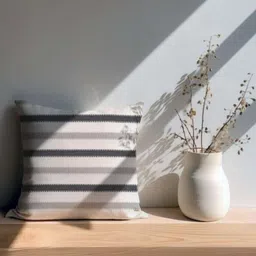 Copper-Red Black & White Striped Square Cushion Covers-31