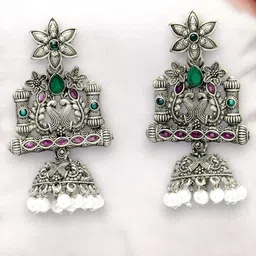 ADIVA Peacock Shaped Jhumkas Earrings-26