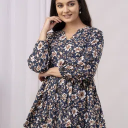 NISHABD Women Floral Printed Cotton Top-image-34