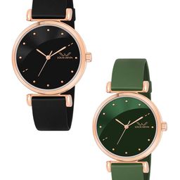 LOUIS DEVIN Women Set of 2 Embellished Analogue Watch LDCM-191-BLK-GRN-image-90