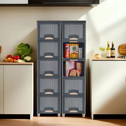 RUBOXA Grey & Beige 10 Units Multipurpose Folding Cabinet Storage Organiser-54