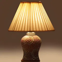 Devansh Off White Printed Wood Frusturical Shaped Table Lamp-43