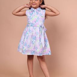PINK MERMAID Girls Floral Print Fit & Flare Dress-picture-26