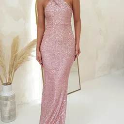 LULU & SKY Halter Neck Embellished Fishtail Dress-image-20