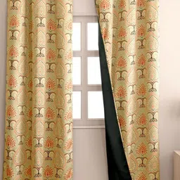HOMEMONDE Green & Pink Set of 2 Floral Black Out Door-8
