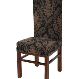 Yellow Weaves Floral Brown Printed Chair Cover-image-42