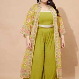 KALINI Printed Top With Palazzo & Shrug-13