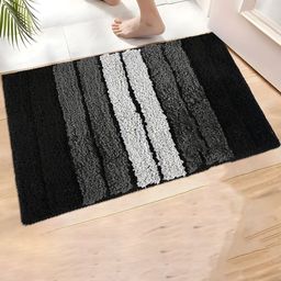 Myntra Elegant Black & Grey Self-Designed Anti Skid Doormats-1