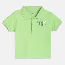 MINI KLUB Boys Typography Printed Polo Collar Pure Cotton T-shirt-image-92