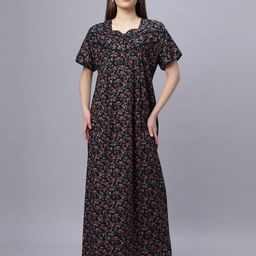 QUIRA Women Floral Printed Maxi Nightdress-image-53