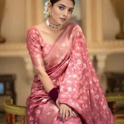 VILLAGIUS Woven Design Zari Pure Silk Kanjeevaram Saree-image-46