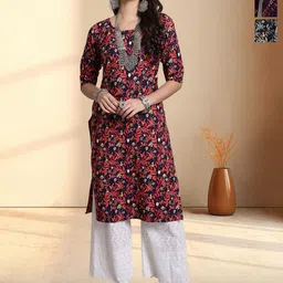 HERE&NOW Selection of 3 Printed Round Neck Straight Kurta-image-67