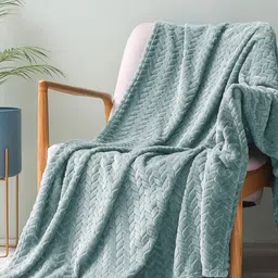 VAS COLLECTIONS Grey Ethnic Motifs Fleece AC Room 300 GSM Single Bed Blanket-picture-48