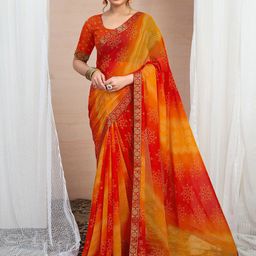 KALINI Bandhani Pure Chiffon Saree-33