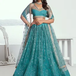 DIVASTRI Embellished Thread Work Semi-Stitched Lehenga & Unstitched Blouse With Dupatta-7