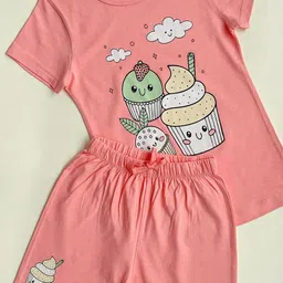 TWIN BIRDS Girls Camellia Printed T-shirt With Shorts-14