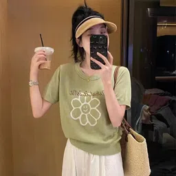 KPOP Women Round Neck Short Sleeves Pure Cotton Top-picture-16