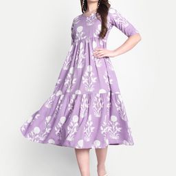 Hujum Floral Printed Notch Neck A-Line Kurta-picture-23