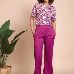 Mast & Harbour Printed Round Neck Top With Trouser-picture-25