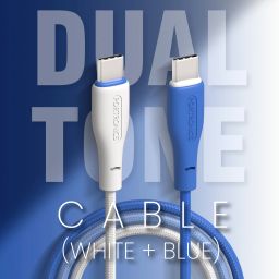 portronics HUE X - Type C To Type C 60W 1M, White+Blue image 3