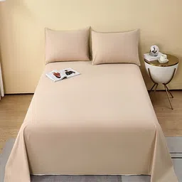 JC HOME Khaki 240 TC Pure Cotton Bedsheet With Pillow Cover-picture-9