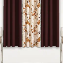 Lunar Days Brown Set of 3 Floral Room Darkening Window Curtain-20