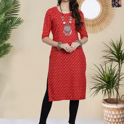HERE&NOW Women Pack Of 2 Ethnic Motifs Printed Straight Kurtas-image-42