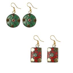URBANELA Set Of 2 Gold-Plated Circular Drop Earrings-9