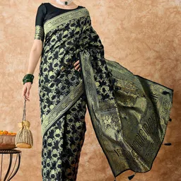 MANVAA Woven Design Zari Silk Blend Banarasi Saree-image-68