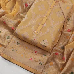 Riti Floral Floral Woven Design Gotta Patti Unstitched Dress Material-image-72