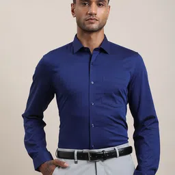 Turtle Men Standard Slim Fit Solid Spread Collar Pure Cotton Formal Shirt-picture-40