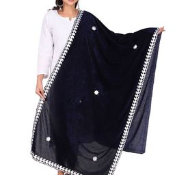Traditions Bazaar Paisley Embroidered Velvet Dupatta with Gotta Patti-image-0