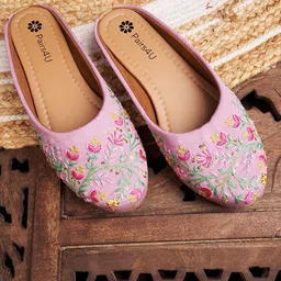 Pairs4U Women Embellished Round Toe Regular Mojaris Flats-image-65