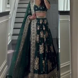 JIHU CULTURE Embroidered Semi-Stitched Lehenga & Unstitched Blouse With Dupatta-picture-10