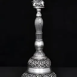 Exotic India Silver-Toned & Black Nandi Bell Figurine Showpiece-image-86