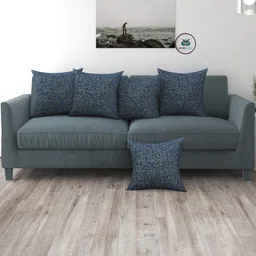 WISE HOME Blue Set of 5 Self Design Rectangle Cushion Covers-picture-0