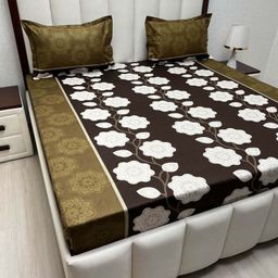 Pure Decor Passion Fur Brown Printed Pure Cotton 220TC Queen Bedsheet Sets 2.28m x 2.54m-image-99