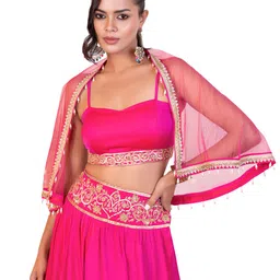 THE BEHRUZ THEORY Embellished Net Thread Work Ready to Wear Lehenga & Blouse image 2